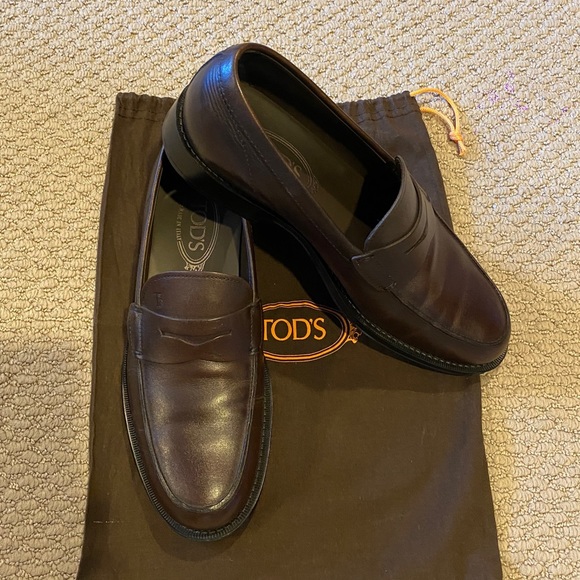 Tod's Classic Leather Penny Loafers Men's Dark Brown Slip-on UK7/US8 - Picture 3 of 10